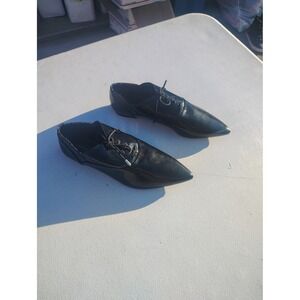 Zara Basic Collection Womens Black Pointed Toe Lace Up Oxford Flats Size 37